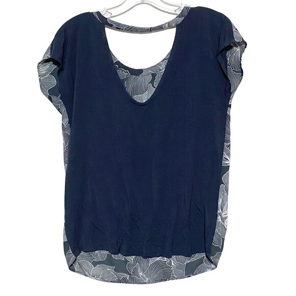 Loft Floral Top Blouse XS Whimsigoth Witchy Boho Dark Romantic Open Back Grunge - Picture 3 of 5